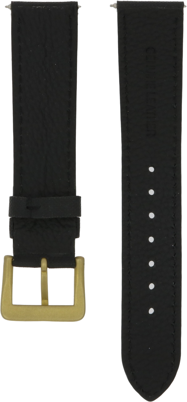 Ventus Black Leather Canvas Strap 20mm Brass Clasp