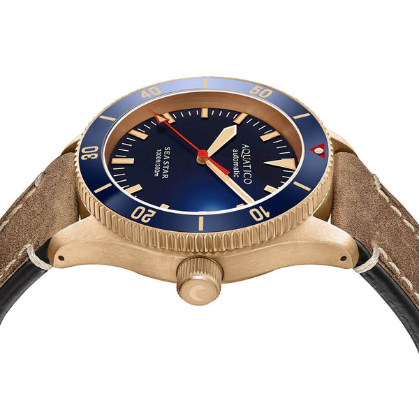 Aquatico Bronze Sea Star Blue Ceramic Bezel No Date