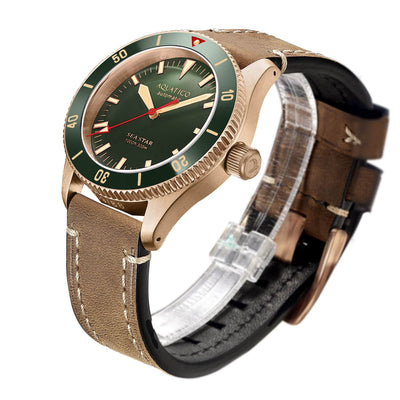 Aquatico Bronze Sea Star Green Ceramic Bezel No Date