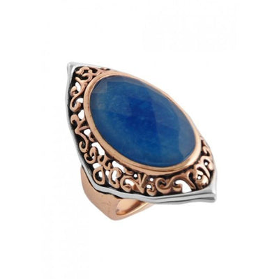 Barse Navy Quartz Oblong Ring