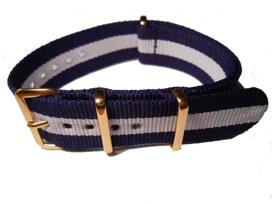 NATO Gold Strap Blue and White