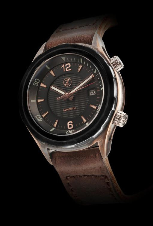 Zelos Helmsman Bronze DLC Bezel Black Dial