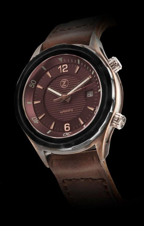 Zelos Helmsman Bronze DLC Bezel Brown Dial