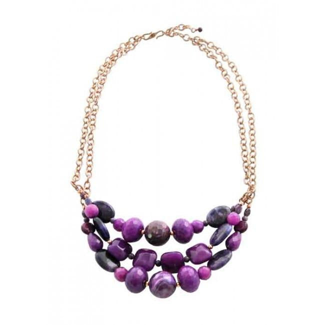 Barse Purple Reigns Genuine Stone Necklace