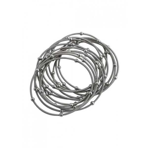 Barse Piano Wire Stretch Bracelet Set- Silver