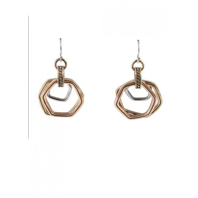 Barse Tri-Metal Abstract Earring